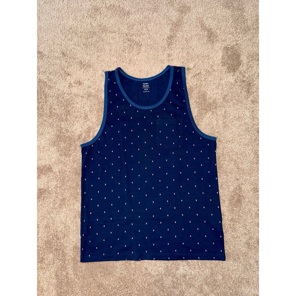 Old Navy Soft-Washed Navy Blue Tank Top w/ Anchor Print - Size Medium
